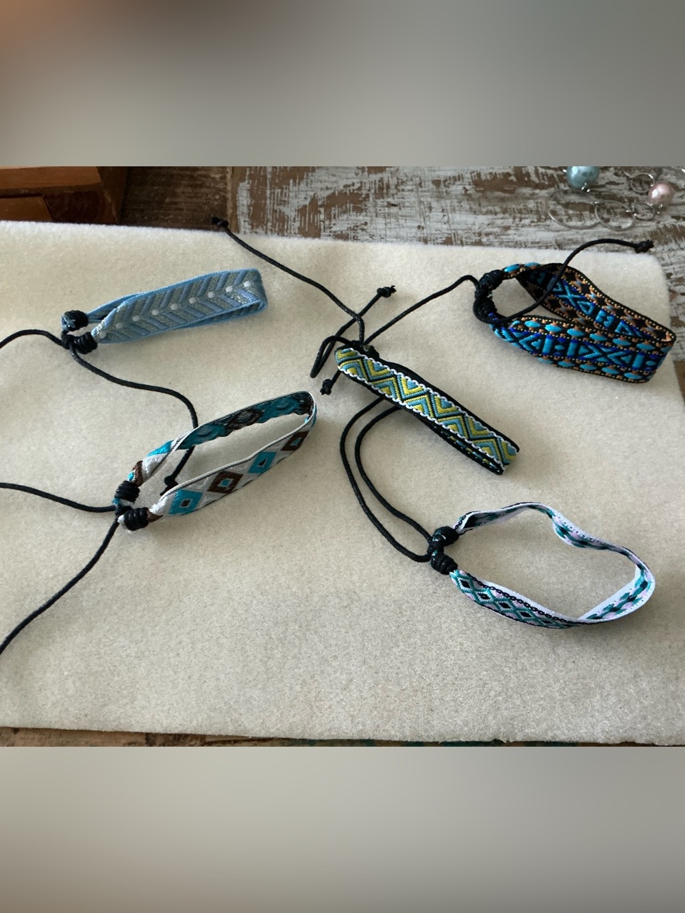 Boho Woven Friendship Bracelet Set - Turquoise & Teal Accents